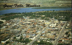 Aerial View Of Great Falls Montana Postcard Postcard