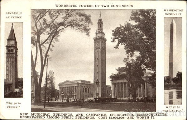 Wonderful Towers Of Two Continents Springfield Massachusetts