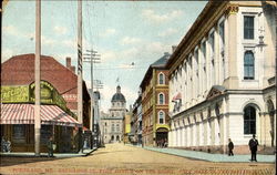 Exchange Street Post Office, John A. Rolfe & Co Tobacconist Portland, ME Postcard Postcard