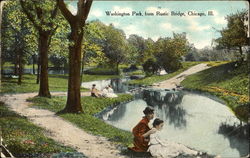 Washington Park From Rustic Bridge Chicago, IL Postcard Postcard