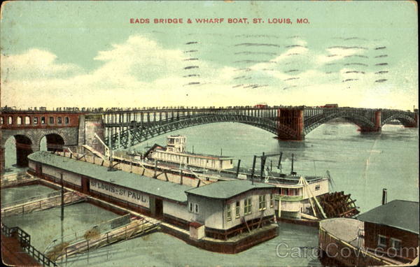 Eads Bridge & Wharf Boat St. Louis Missouri