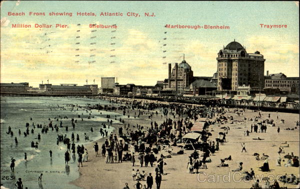 Beach Front Showing Hotels Atlantic City New Jersey