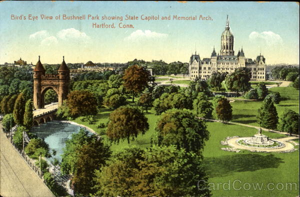 Bird's Eye View Of Bushnell Park Hartford Connecticut