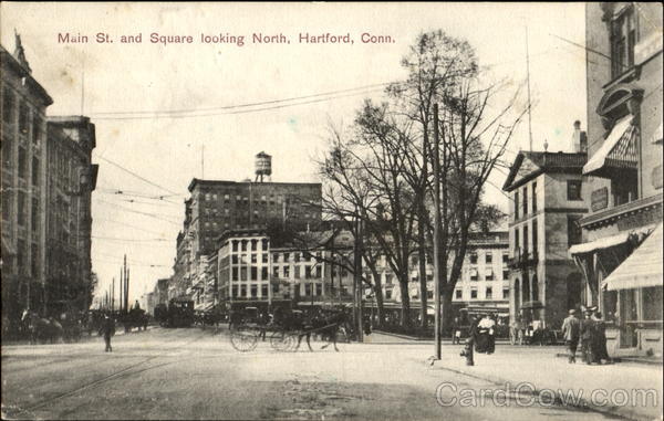 Main St. And Square Looking North Hartford Connecticut