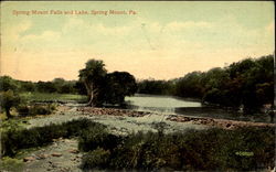 Spring Mount Falls And Lake Pennsylvania Postcard Postcard