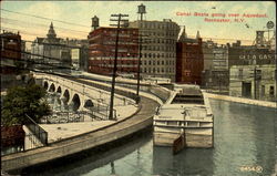 Canal Boats going Over Aqueduct Postcard