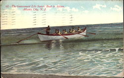 The Government Life Savers Boat In Action Postcard