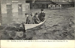 Boating On The P. C. C. And St. L. R. R Wheeling, WV Postcard Postcard