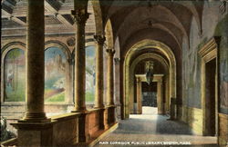Main Corridor, Public Library Boston, MA Postcard Postcard