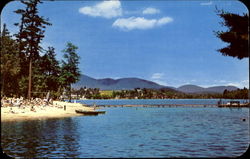 Municipal Bathing Beach Lake Placid, NY Postcard Postcard