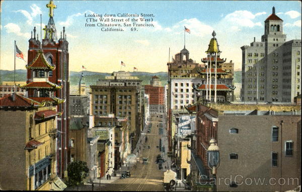 Looking Down California Street From Chinatown San Francisco