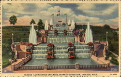 Famous Illuminated Cascades, Sparks Foundation Jackson, MI Postcard Postcard