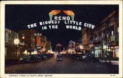 Virginia Street At Night, Virginia Steeet Postcard