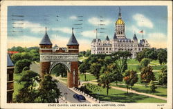 State Capitol And Memorial Arch Hartford, CT Postcard Postcard