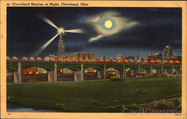 Cleveland Skyline At Night Ohio