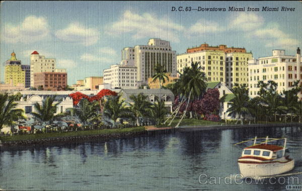 Downtown Miami From Miami River Florida