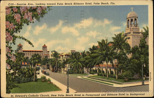 Sunrise Ave. Looking Toward Palm Beach Biltmore Hotel Florida