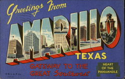 Greetings From Amarillo Texas Postcard Postcard