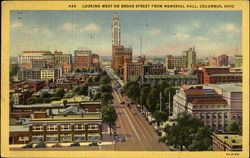 Looking West On Broad Street From Memorial Hall Postcard