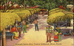 Seminole Indian Huts Miami, FL Postcard Postcard
