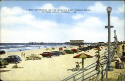A Busy Afternoon On The World's Most Famous Beach Postcard
