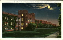 Night Time Bryan Hall, Florida State College For Women Tallahassee, FL Postcard Postcard