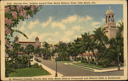 Sunrise Ave. Looking Toward Palm Beach Biltmore Hotel Postcard