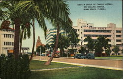 A Group Of Famous Hotels, Collins Avenue at Seventeenth Street Postcard