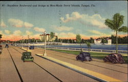 Bayshore Boulevard And Bridge To Man-Made Davis Island Tampa, FL Postcard Postcard