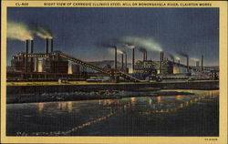 Night View Of Carnegie Illinois Steel Mill On Monongahela River Postcard