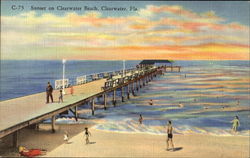 Sunset On Clearwater Beach Florida Postcard Postcard