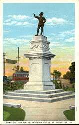 Ponce De Leon Statue, Anderson Circle Postcard