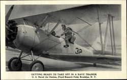 Getting Ready To Take Of In A Navy Trainer, Floyd Bennett Field Postcard