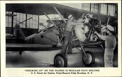 Checking Up On The Planes Is Regular Navy Routine, Floyd Bennett Field Postcard