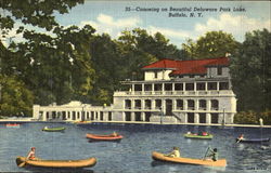 Canoeing On Beautiful Delaware Park Lake Buffalo, NY Postcard Postcard