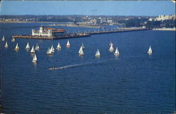 Sailboat Regatta Around Million $$ Pier Postcard