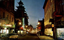 Chinatown At Night, Grant Ave.at California Sts Postcard