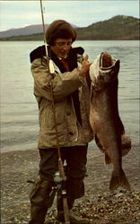 Alaskan 36-Pound Trout Fishing Postcard Postcard