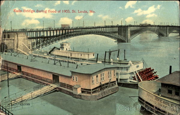 Eads Bridge During Flood Of 1903 St. Louis Missouri