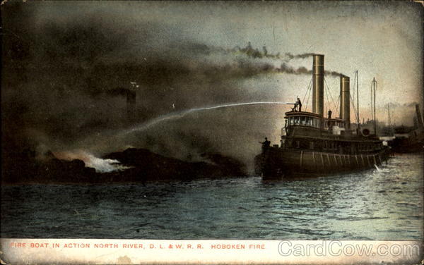 Fire Boat In Action North River Hoboken New Jersey