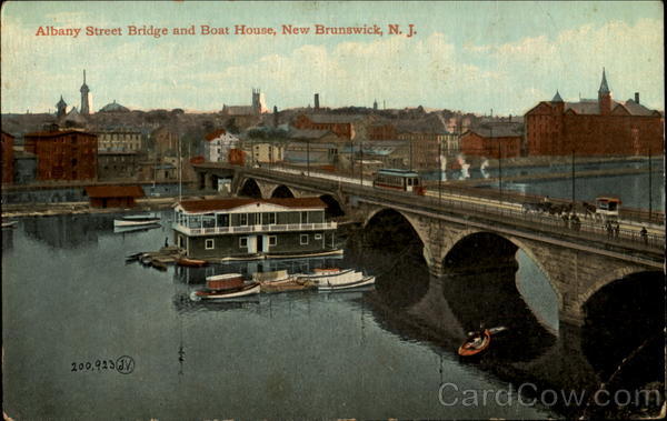 Albany Street Bridge And Boat House New Brunswick New Jersey