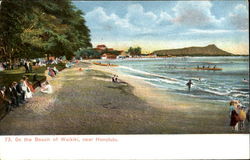 On The Beach Of Waikiki Postcard