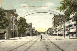 Saginaw Street Flint, MI Postcard Postcard