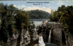 Triphammer Falls From Bridge Postcard
