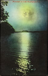 Moonlight On Lake Huntington New York Postcard Postcard