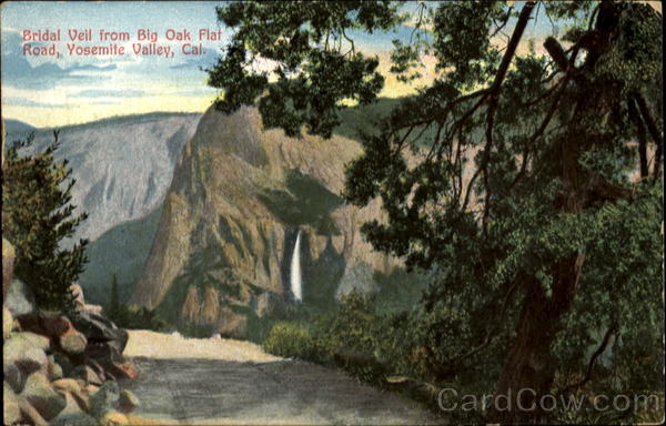 Bridal Veil From Big Oak Flat Road Yosemite Valley California