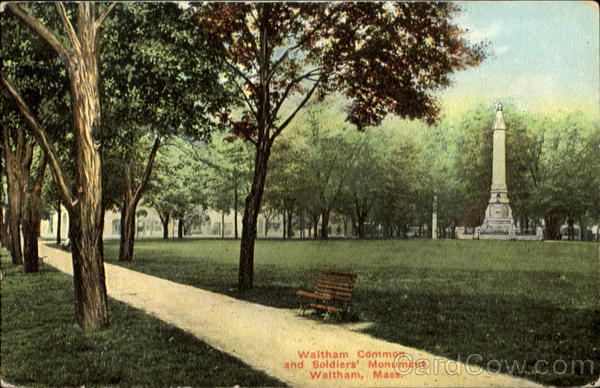 Waltham Common And Soldier's Monument Massachusetts