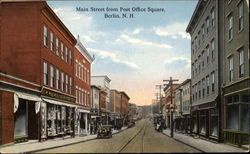 Main Street From Post Office Square Berlin, NH Postcard Postcard