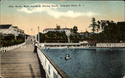 Pier Walk Bath House & Dining Room Crescent Park, RI Postcard Postcard