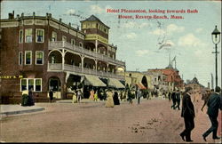 Hotel Pleasanton Looking Towards Bath House Revere Beach, MA Postcard Postcard